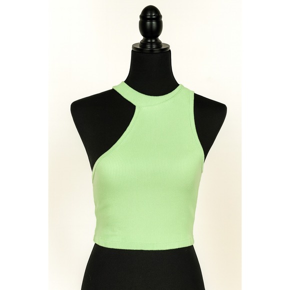 Zara Tops - Zara Green Asymmetrical Cutout Ribbed Sleeveless Crop Top Women's‎ Size S